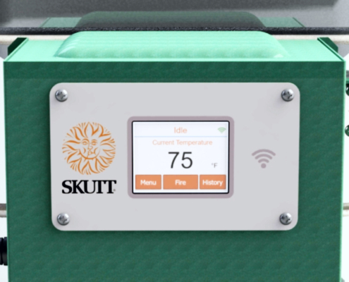 Mini touchscreen controller on a Skutt glass kiln